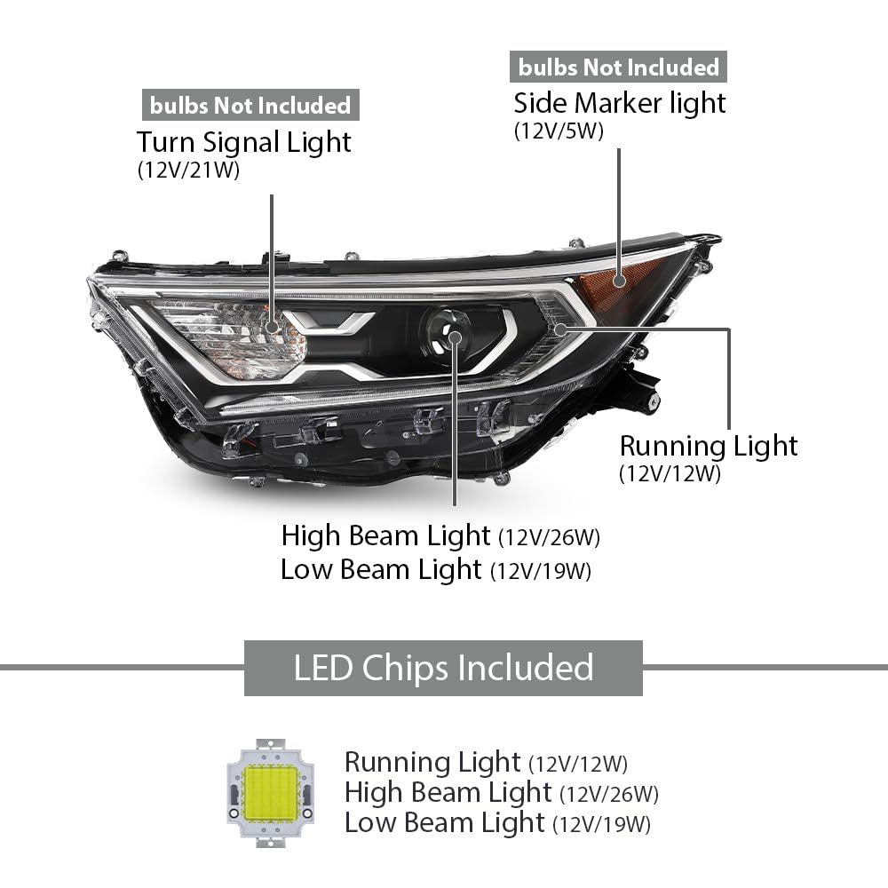 G-PLUS LED Headlights Assembly Front Headlamp Left Compatible with Toyota RAV4 XLE Hybrid XSE/Limited 2019-2022 81150-0R162 Bumper Headlamps,faros delanteros