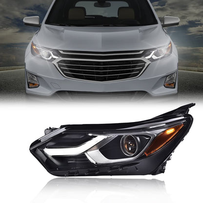 G-PLUS Passenger Side RH Headlamp Clear Lens LED DRL Headlight Assembly, Compatible with Chevy Equinox 2018 2019 2020 w/Factory Halogen Headlight 84428283 Bumper Headlamps,faros delanteros