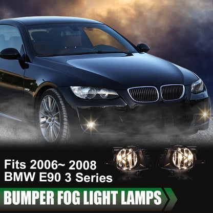 GPLUS Bumper Fog Lights W/bulb Compatible With 2006-2008 BMW E90 325i 328i 330i 335i, Driver & Passenger Side Bumper Mounted Fog Lamps (Smoky lens) neblineros para autos delantero faros antiniebla