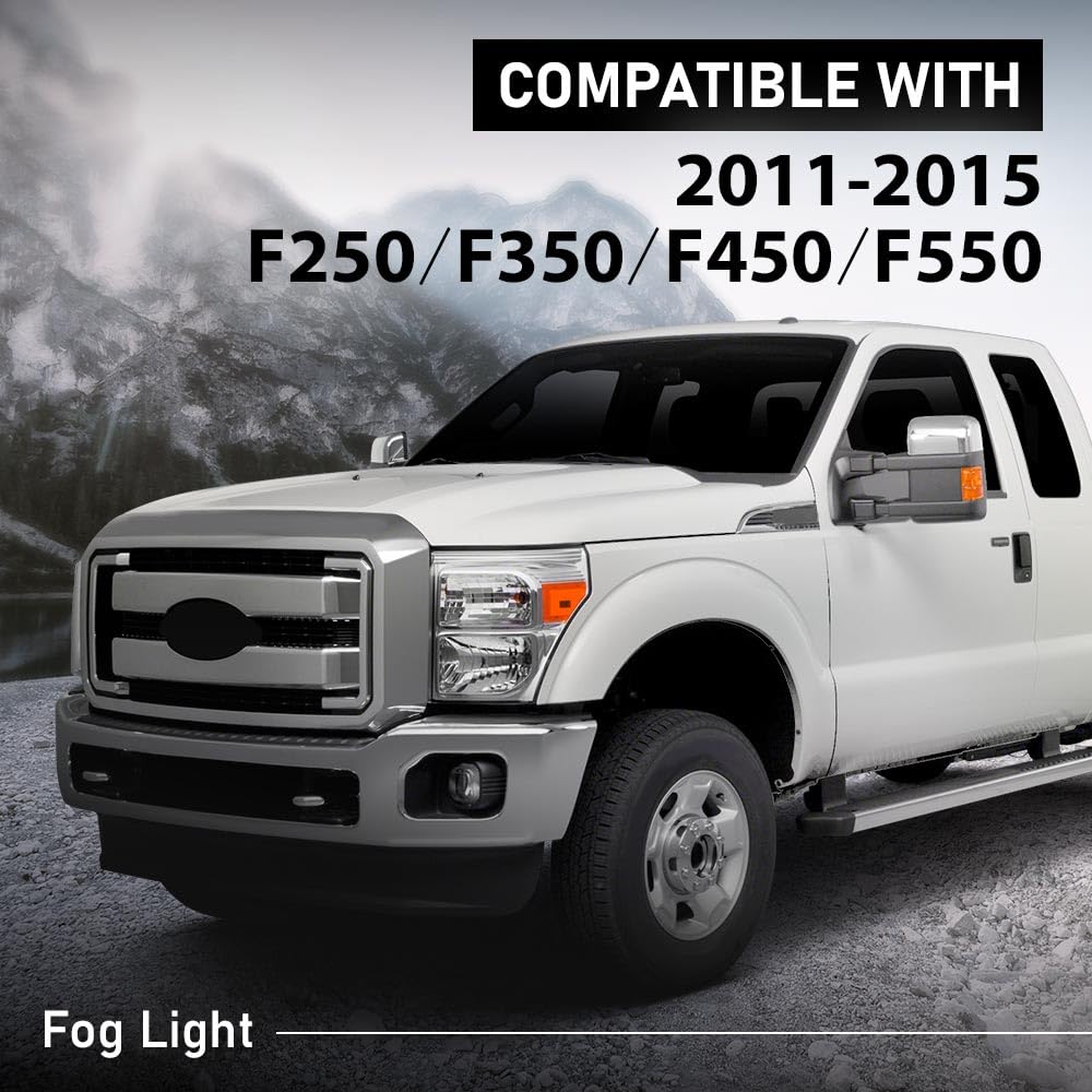 G-PLUS Fog Lights Driver and Passenger Side w/Harness and Switch Compatible with Ford F250 F350 F450 F550 Super Duty 2011-2016 Front Bumper Fog Lamp FO2593230 FO2592230 Clear Lens