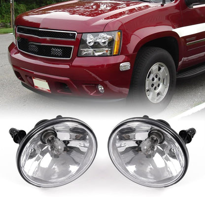 G-PLUS Bumper Fog Lights w/Bulbs Compatible With GMC Acadia Yukon Pontiac 2007-2014 /Fit Chevy Avalanche Camaro Suburban Tahoe, Driving Lamps Pair,Clear Lens Black Housing 15839896, GM2590104