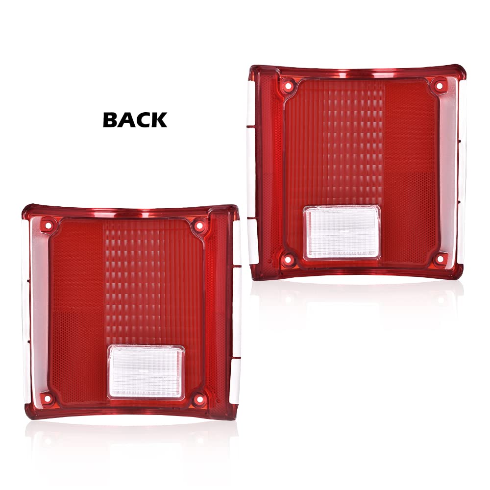 G-PLUS Tail Lights Lens Compatible with Chevy Blazer C10 C20 C30 1975-1986/Fit GMC C15 C1500 C2500 Jimmy 1973-1991 Red Tail Lamps Lens GM2801122,5968329 Luces Traseras Rear Brake Lamps Assembly