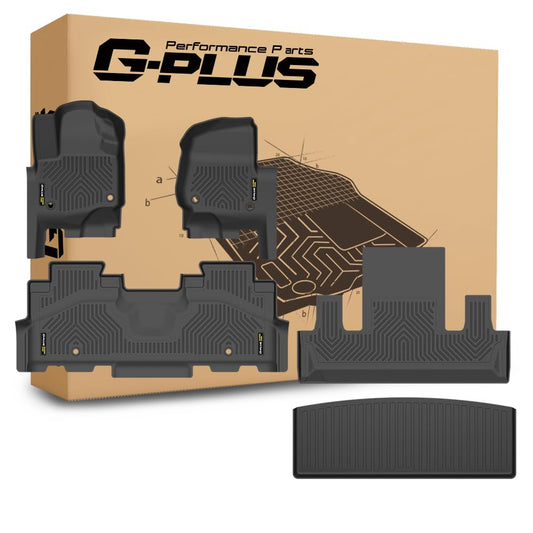G-PLUS Floor Mats & Cargo Liner Fit Ford Expedition 2018-2025 with 2nd Row Bucket Seat,TPE All Weather Custom Fit Floor Liners Waterproof 1st & 2nd & 3rd Row Accessories Black, 5PCS