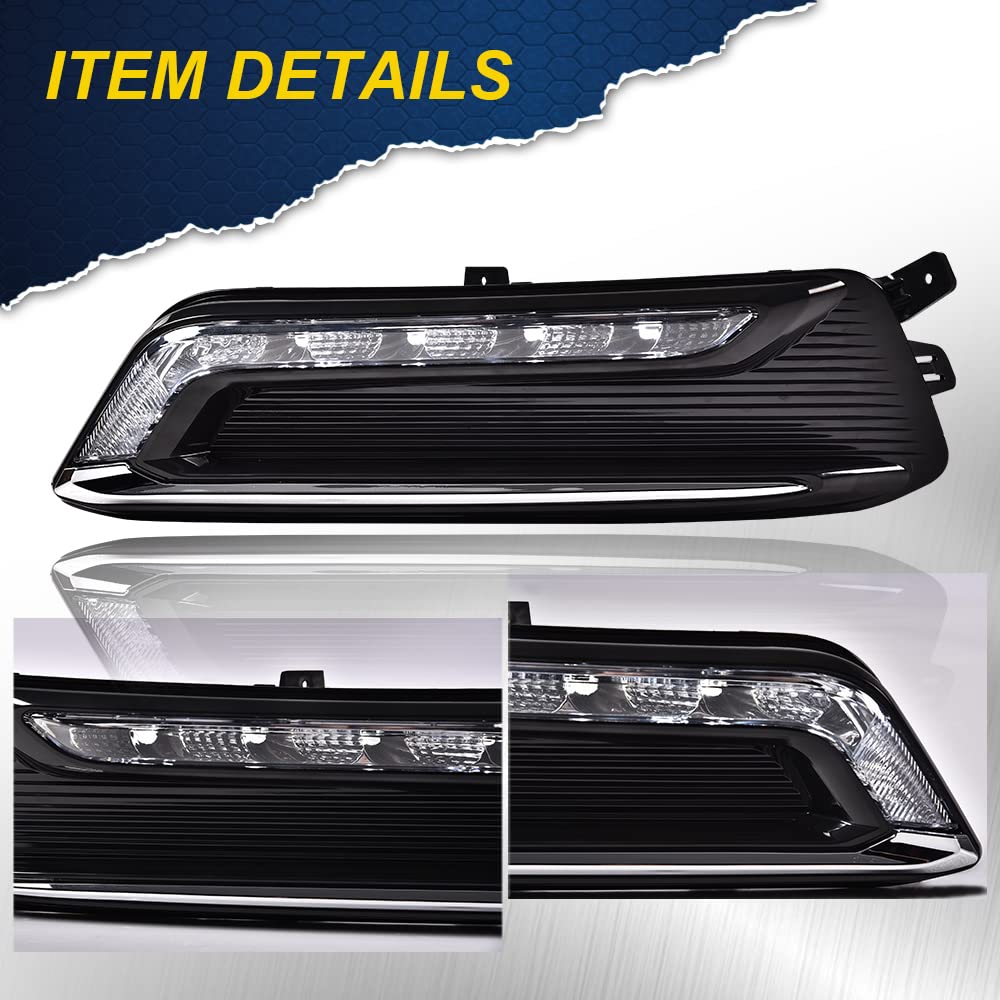 G-PLUS LED Fog Light Compatible With 14-20 Chevy Impala,Clear Lens Daytime Running Light DRL w/Wiring Switch,A Pair