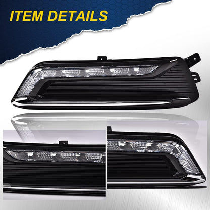 G-PLUS LED Fog Light Compatible With 14-20 Chevy Impala,Clear Lens Daytime Running Light DRL w/Wiring Switch,A Pair