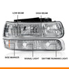 G-PLUS Headlights Assembly & LED 3rd Brake Light Compatible with Chevy Silverado 1999-2002 Fit GMC Sierra 1500 2500HD 3500 1999-2006 LED 3rd Brake Light
