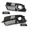 G-PLUS Front Bumper Fog Light Grill Grille Cover w/Silver Ring Compatible with Audi SQ5 / Q5 S-Line 2013-2017 8R0807681M, 8R0807682J