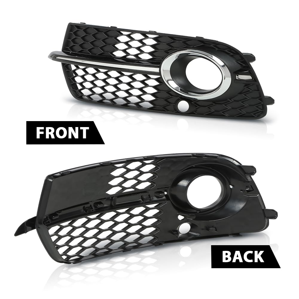 G-PLUS Front Bumper Fog Light Covers Grille Bezel Pair Compatible with Audi Q5(8R) MK1 2013-2017 AU1038123, AU1039123, 8R0807682JBJI, 8R0807681MBJI, AD8222133, AD8222134