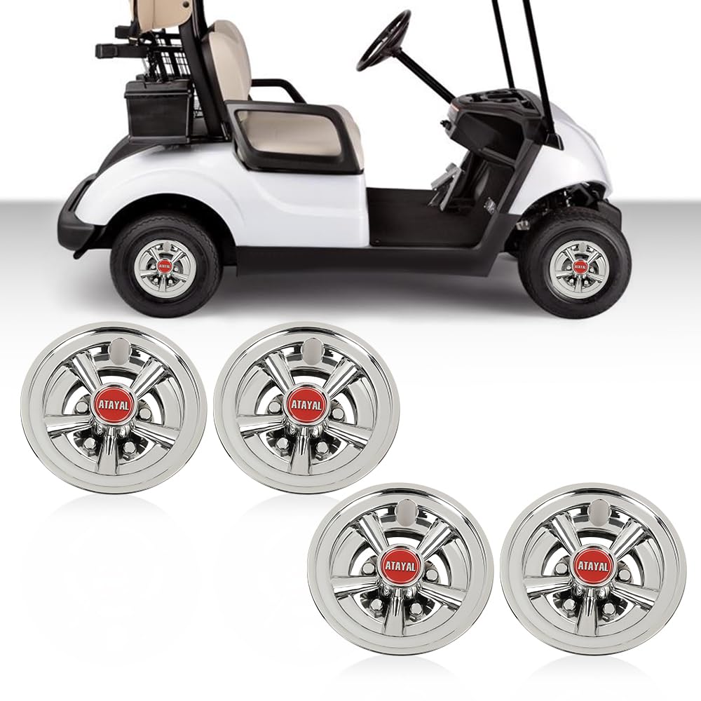 G-PLUS Golf Cart Wheel Covers Hub Caps 8" Chrome Compatible with EZGO, Club Car & Yamaha