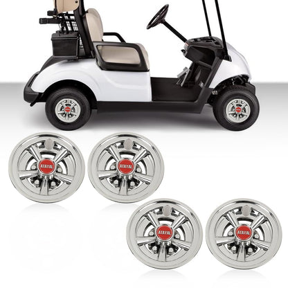 G-PLUS Golf Cart Wheel Covers Hub Caps 8" Chrome Compatible with EZGO, Club Car & Yamaha