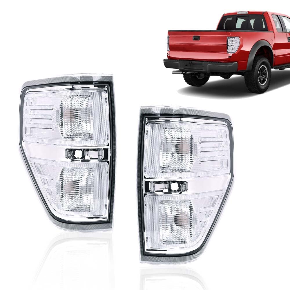 G-PLUS Tail Lights Brake Lamps w/Bulb Compatible with Ford F150 2009-2014 FO2818148, FO2819148 Clear Lens Luces Traseras, Faros Traseros Left & Right Rear LampsAssembly