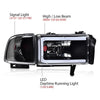 G-PLUS LED Light Strip Headlights w/o Bulbs Fit Dodge Ram 1500 1994-2001/Dodge Ram 2500 3500 1994-2002 Clear Lens Black Housing Clear Reflector Bumper Headlamps,faros delanteros Assembly