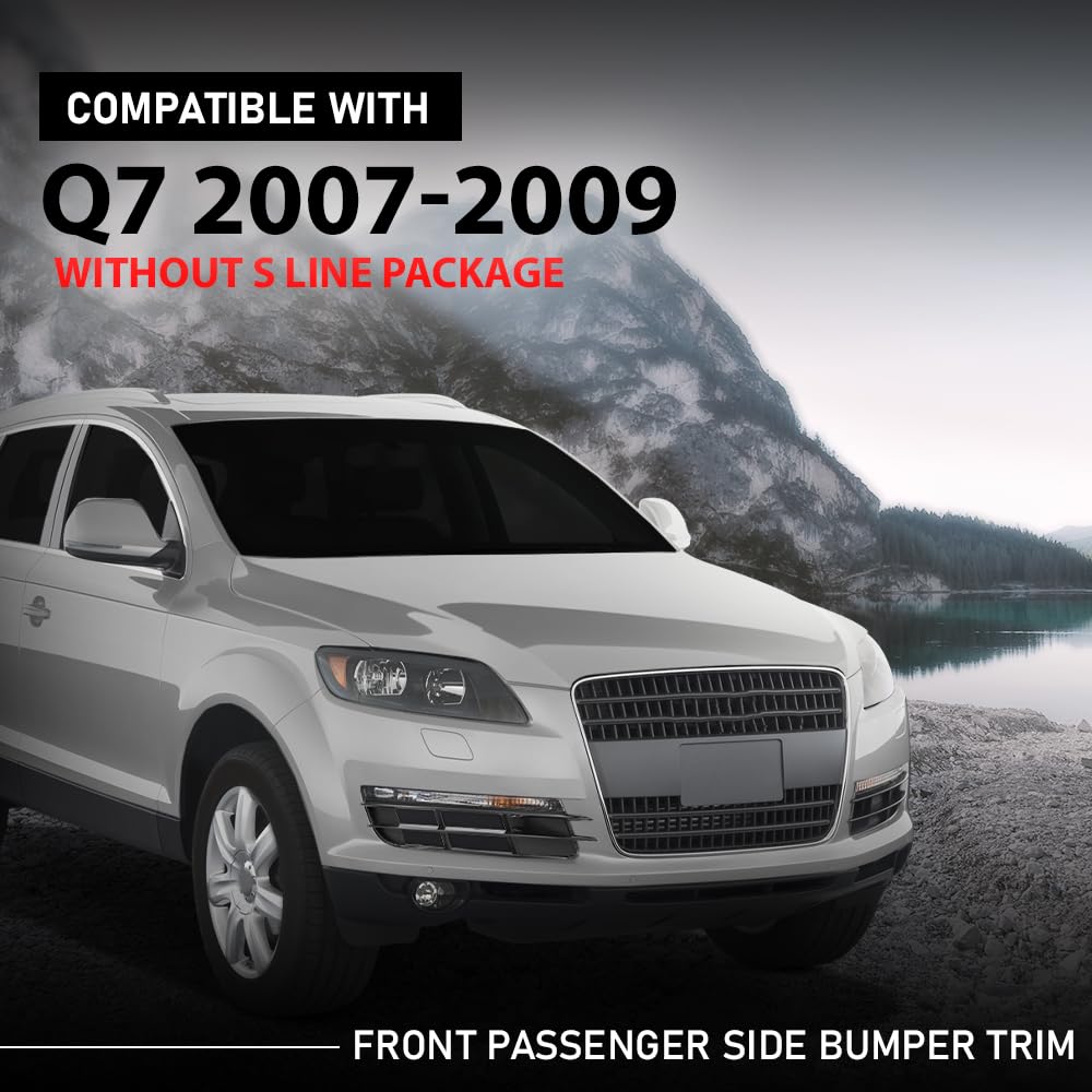 G-PLUS Front Right Bumper Grille Fog Light Cover, Compatible with Audi Q7 2007-2009 W/o S Line Package, Passenger Side, 4L0807682 3FZ, 4L080768201C