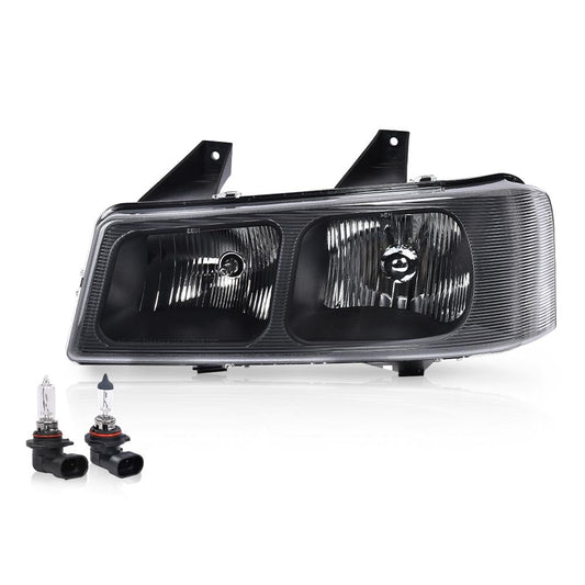 G-PLUS Headlight Headlamp w/Bulbs Fit Chevy Express/GMC Savana 1500 2003-2014,2500 3500 2003-2023,Clear Lens Black Housing Left Driver Side Bumper Headlamps,faros delanteros Assembly