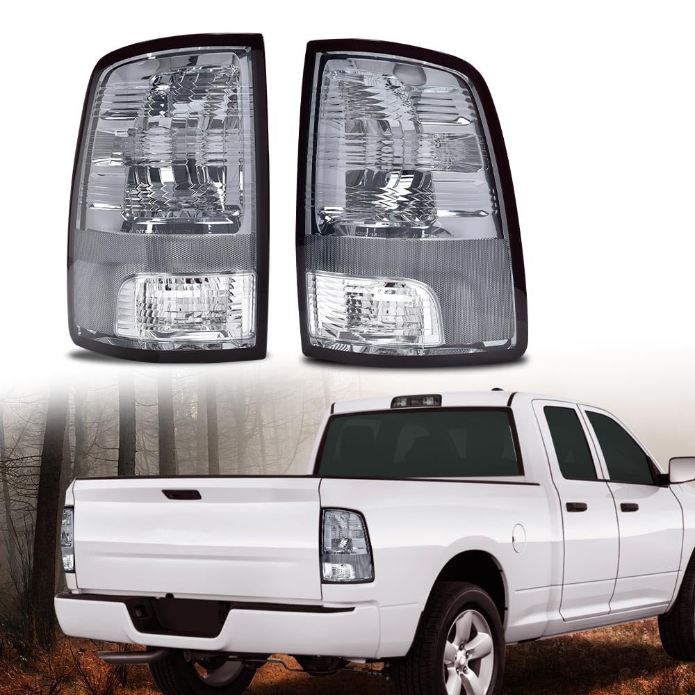 G-PLUS Tail Lights Assembly w/o Bulbs Compatible with Dodge Ram 1500 2009-2018, Fit Dodge Ram 2500 3500 2010-2018, Left & Right Rear Brake Lamps, Smoky Lens, CH2819124