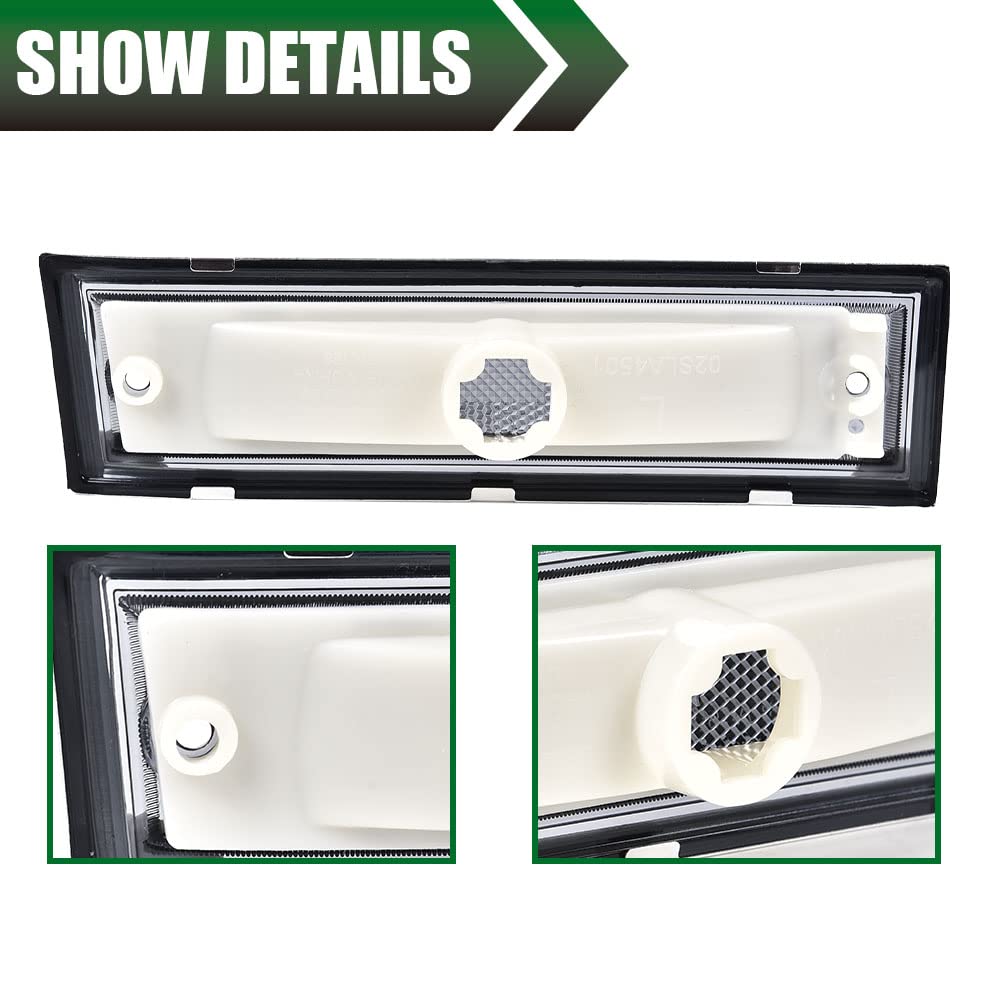 G-PLUS Front Side Marker Lights Assembly Compatible With 1981-1991 Chevy Blazer/GMC Jimmy C/K R Pickup,915557,915558,GM2550115,GM2551107 Side Chrome Bezel Marker Lamps Pair (Smoky Lens)