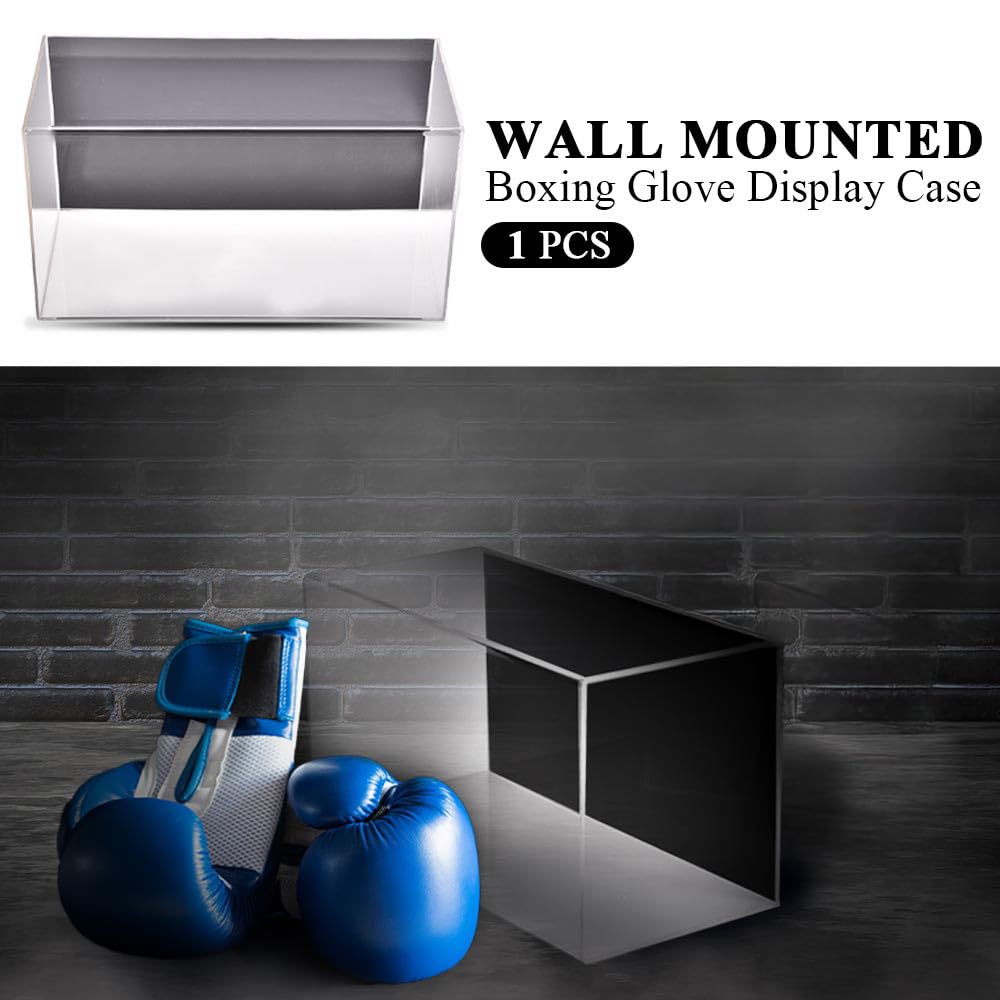 G-PLUS Boxing Glove Display Case Baseball Mitt UV-Protected Display Case Wall Mount Horizontal Show Case Acrylic(Not Suitable for Vertical Hanging)