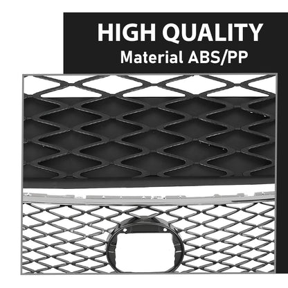G-PLUS Front Upper Lower Grille 2pc Set Compatible with LX RX350 2013-2015 531120E110, LX1036108, 531010E150, LX1200178 Chrome Black