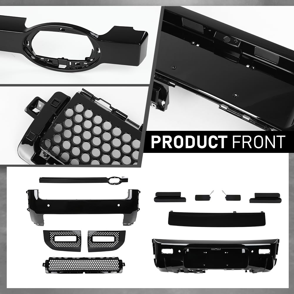 G-PLUS Front Rear Bumper Cover Guard Skid Lip Kit Compatible with Rover Defender 90 110 130 2020 2021 2022 2023 2024, Black