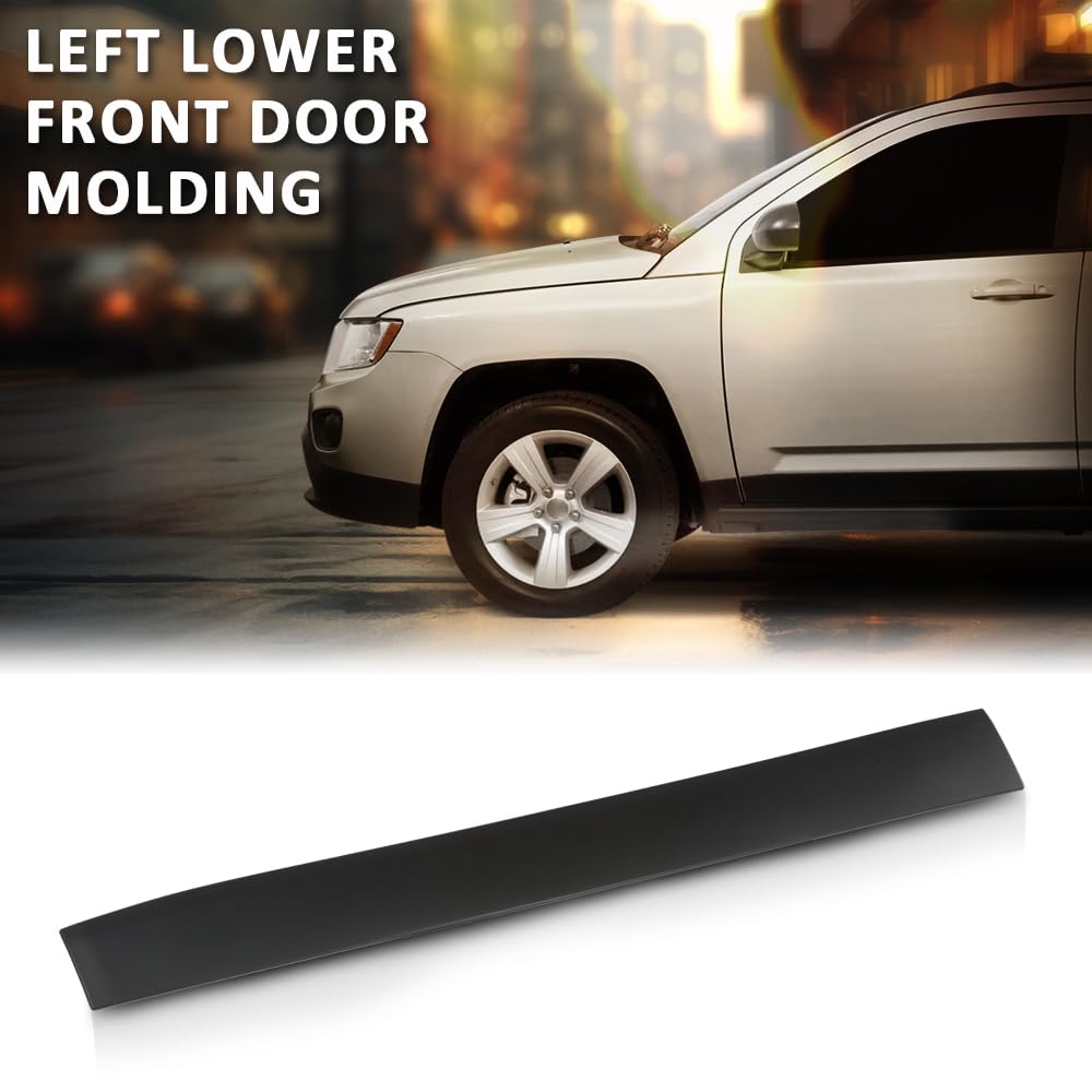 G-PLUS Left Lower Front Door Molding Compatible with Jeep Compass 2011-2017 Black 5182563AB