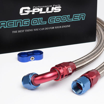 G-PLUS Universal 10 Row AN10 Engine Transmission Oil Cooler Kit Oil Filter Relocation Kit