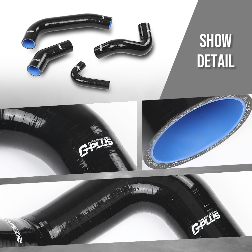 G-PLUS 4-Piece Radiator Hose Kit Compatible with Toyota Land Cruisers 1968-1984 Fit 4x-Series Toyota Land Cruisers with F or 2F Engine Black