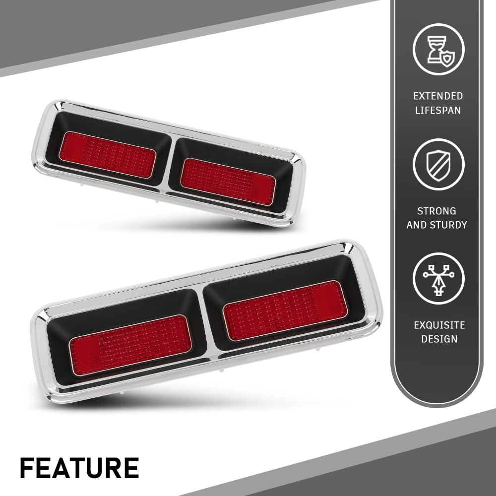 G-PLUS Tail Lights Compatible with Chevy Camaro 1968, Red Lens Luces Traseras Rear Brake Lamps Assembly Left & Right