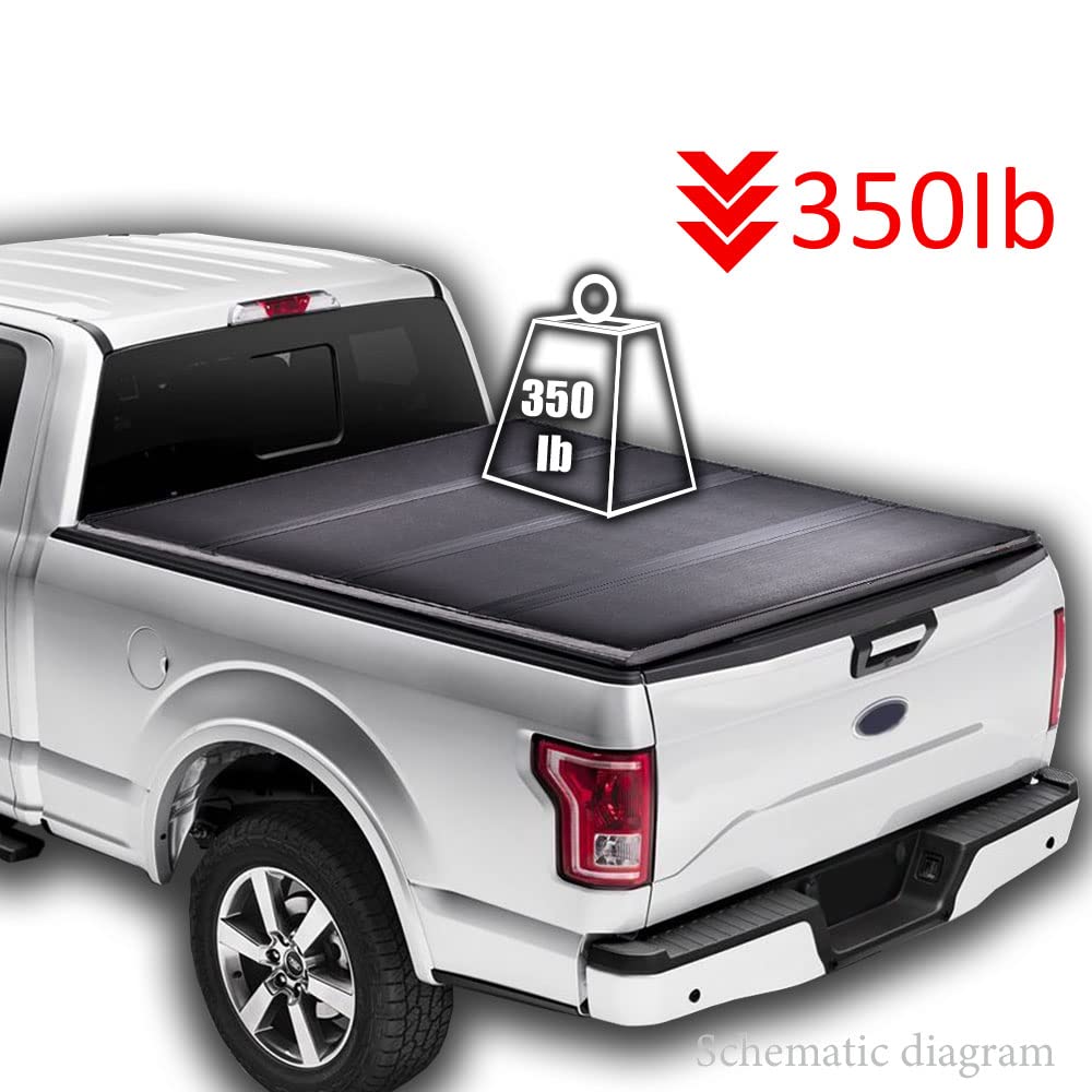 G-PLUS T4 Four-Fold Hard Lock 8Ft Truck Tonneau Cover Compatible with 2004-2008 Ford F150 | ONLY Fits Standard Cab Or Super Cab | 8'Long Bed Black