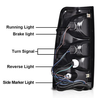 G-PLUS Tail Light Assembly w/Wiring Harness Compatible with Chevy Silverado 1500 2500 2003 2004 2005 2006 Right Passenger Side Rear Brake Lamp, 19169003 19169005, Red Lens