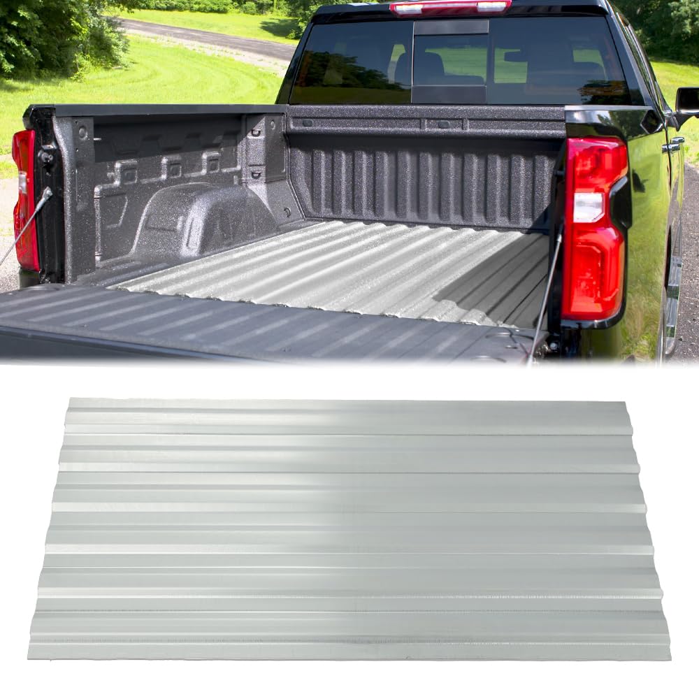 G-PLUS Bed Floor Repair Section, Compatible with Chevy Silverado 1999-2018/ Fit GMC Sierra Pickup 1999-2018, Bed Floor Rust Repair Panel Silver 48" L x 23" W Silver