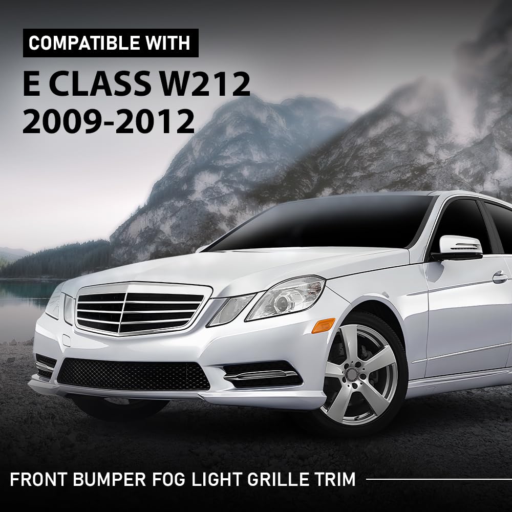 G-PLUS Front Bumper Fog Light Grille Trim Compatible with Benz E350 4Matic Coupe 2-Door 2012-2013,Fit Benz E350 4Matic Sedan/Wagon 4-Door 2010-2013 A2128851674