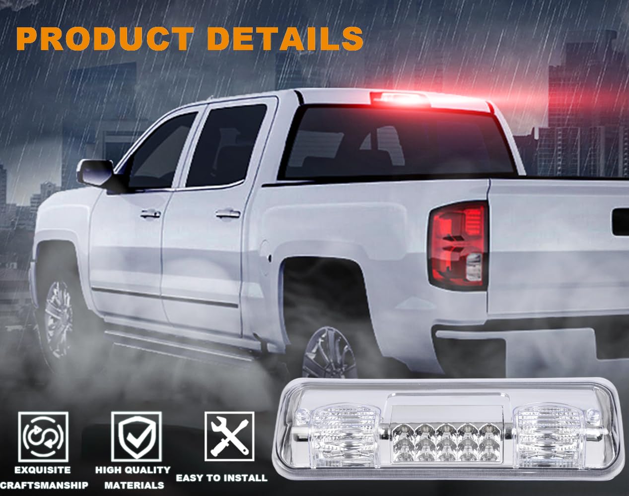 G-PLUS Rear Third Brake Light Led Tail Light Compatible With 04-08 Ford F150 Lobo/07-10 Ford Explorer/06-08 Lincoln Mark LT,3RD Cargo Led Tail Lamps,Clear lens