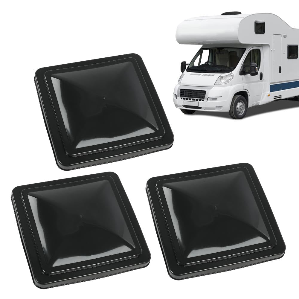 G-PLUS 14" x 14" Replacement Roof Vent Cover Camper RV Trailer Fit for Ventline pre-2008 and Elixir Style Pin 1994 and Newer Black 3pcs Accessories is not assembled