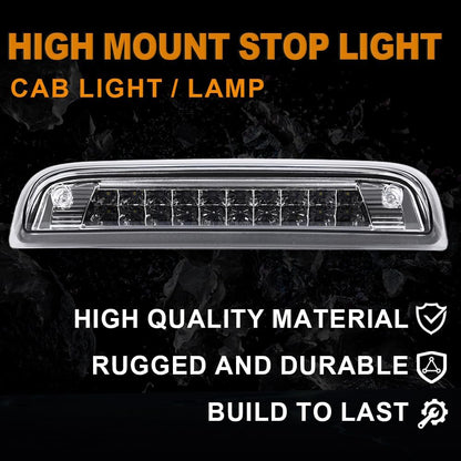 G-PLUS High Mount LED 3rd Brake Light Compatible with Chevy Silverado GMC Sierra 2014-2018 Rear Tail Cargo Lamp Waterproof Clear Lens