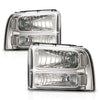 G-PLUS Headlights Compatible with Ford F250 F350 Super Duty 2005 2006 2007 Bumper Headlamps Assembly, Clear Lens Chrome Housing Clear Reflector Left Driver &Right Passenger