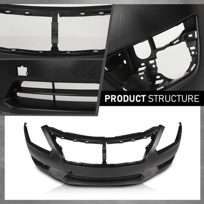 G-PLUS Front Bumper Cover Primed Fit Nissan Altima Base, S, SL, SV 2013-2015 w/Tow Hook Hole & Fog Light Holes w/o License Plate Provision & Parking, 620223TA0H