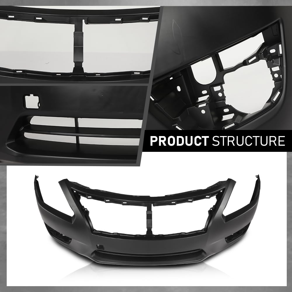 G-PLUS Front Bumper Cover Compatible with Nissan Altima Sedan 2013 2014 2015 w/Fog Light Holes & Tow Hook Hole, 620223TA0H, NI1000285
