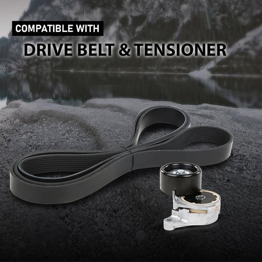 G-PLUS Engine Drive Belt & Tensioner Compatible with Toyota Tundra 5.7L 2007-2017 166200S012 & 9091602759