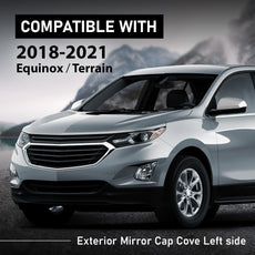 G-PLUS Mirror Cover for Chevy Equinox GMC Terrain 2018-2021 Left Chrome Front View
