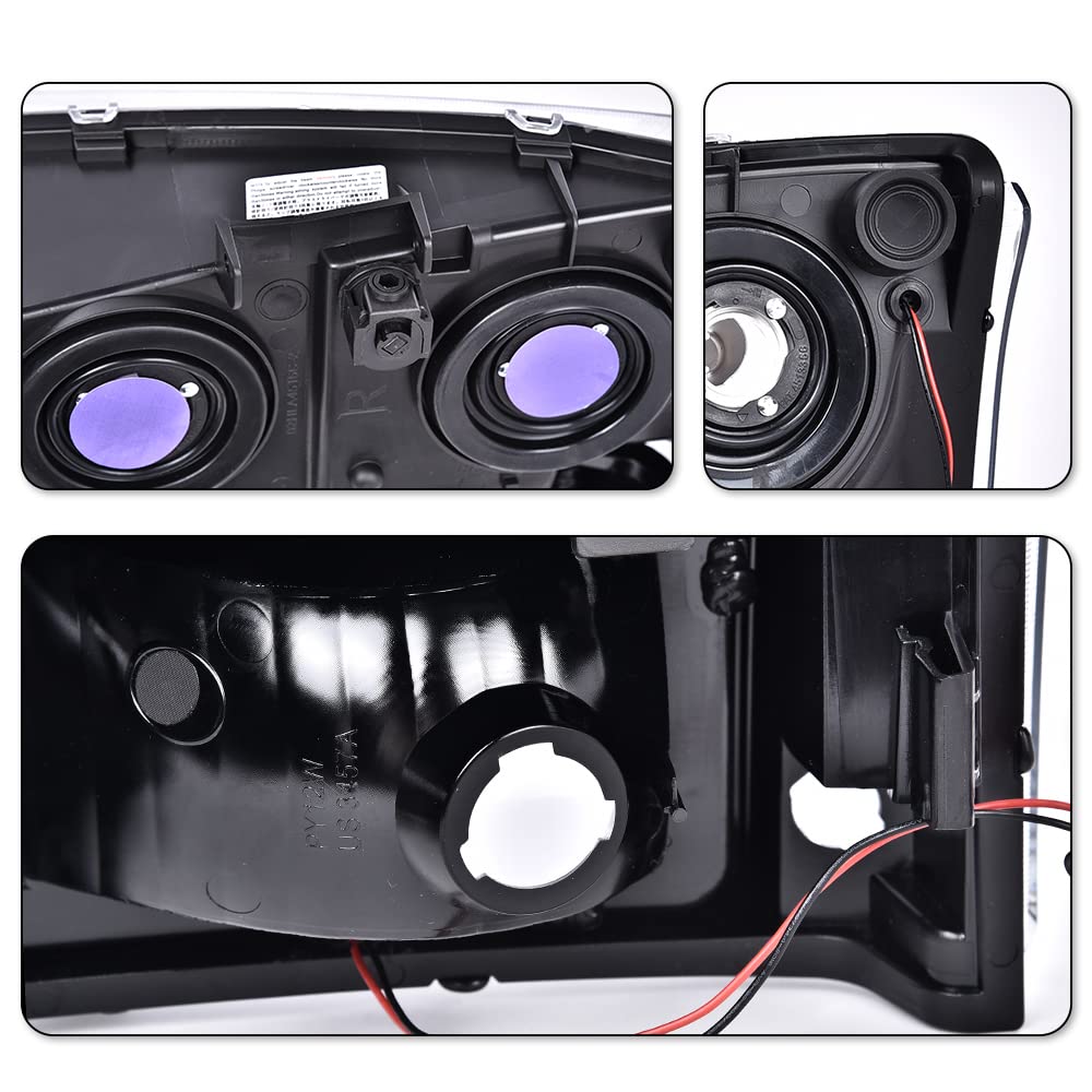 G-PLUS LED Headlights Assembly & Tail Lights Fit Chevy Silverado 1500 1500 HD 2500 2500 HD 2003-2006, Clear Lens Chrome Housing Clear Reflector Headlamps Assembly Red Taillights