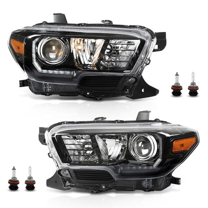 G-PLUS Headlights Assembly Headlamps w/LED DRL Compatible with Toyota Tacoma 2016 2017 2018 2019 2020 2021 2022 Clear Lens Black Housing Amber Reflector TO2502244, TO2503244 faros delanteros