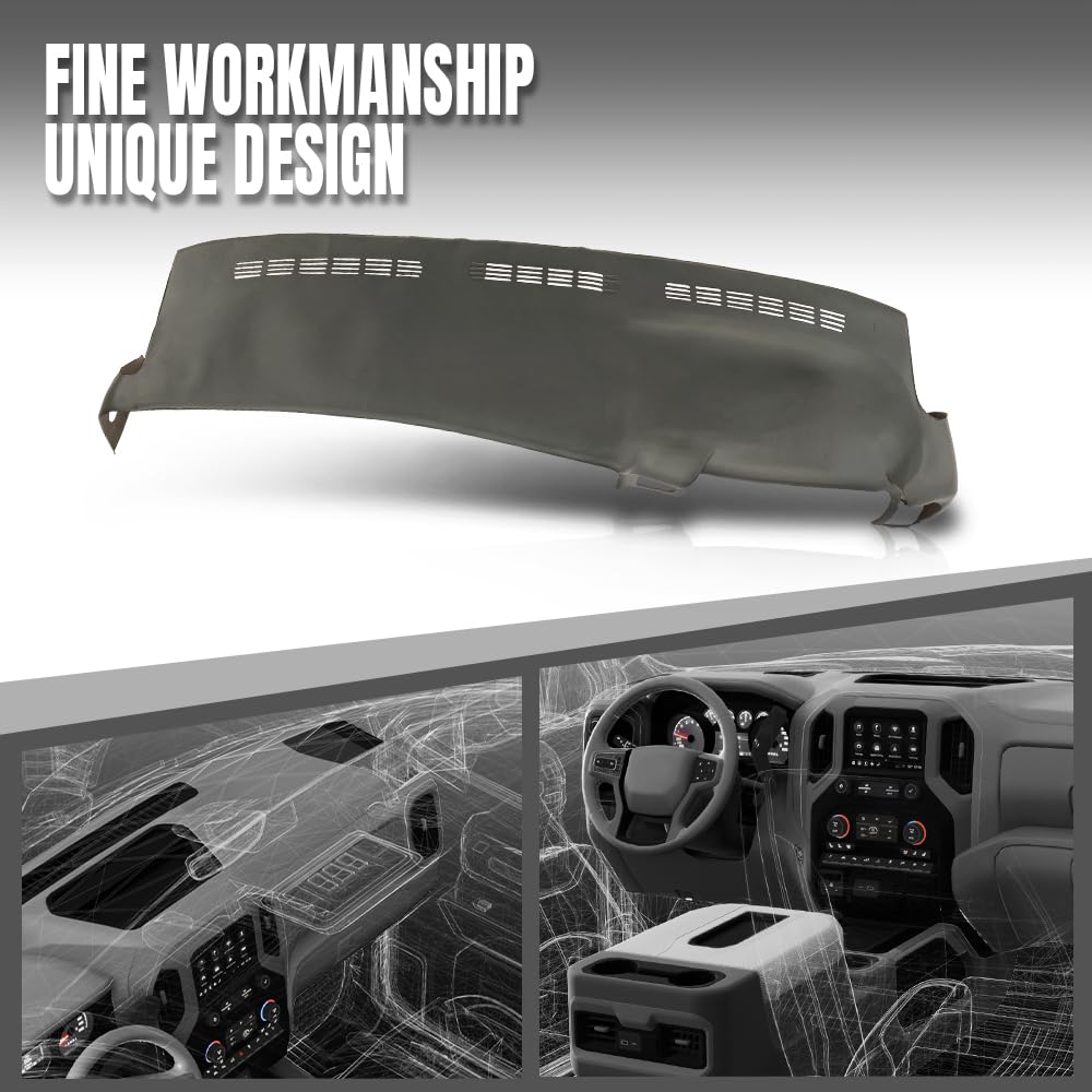 G-PLUS TPE Dash Cover Skin Cap Compatible with Chevy 2000-2006 Fit GMC Sierra 1500 2500 1999-2006 / Sierra Classic 2007 Dark Gray