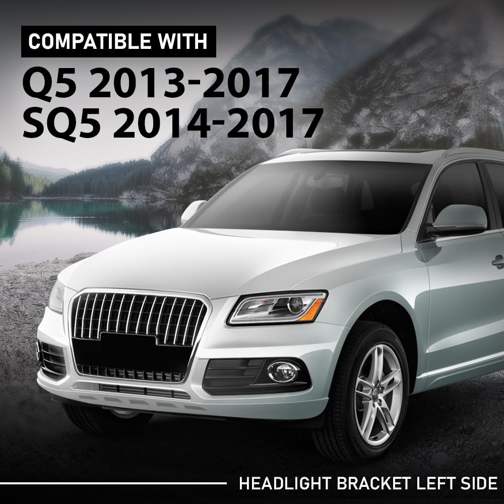 G-PLUS Front Left Headlight Bracket Compatible with Audi Q5 2.0T 2013-2016/3.0L V6 Diesel Turbocharged 2014-2016/3.0L V6 Supercharged 2013-2017, Fit SQ5 3.0L 2014-2017, Headlamp Support Driver Side