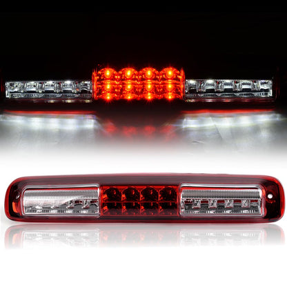 G-PLUS LED 3rd Third Brake Light Compatible With Chevy Silverado GMC Sierra 1500 2500HD 3500 1999-2006,3RD Cargo Tail Lamps Chrome Housing Red & Clear Lens Tersera Luz De Freno