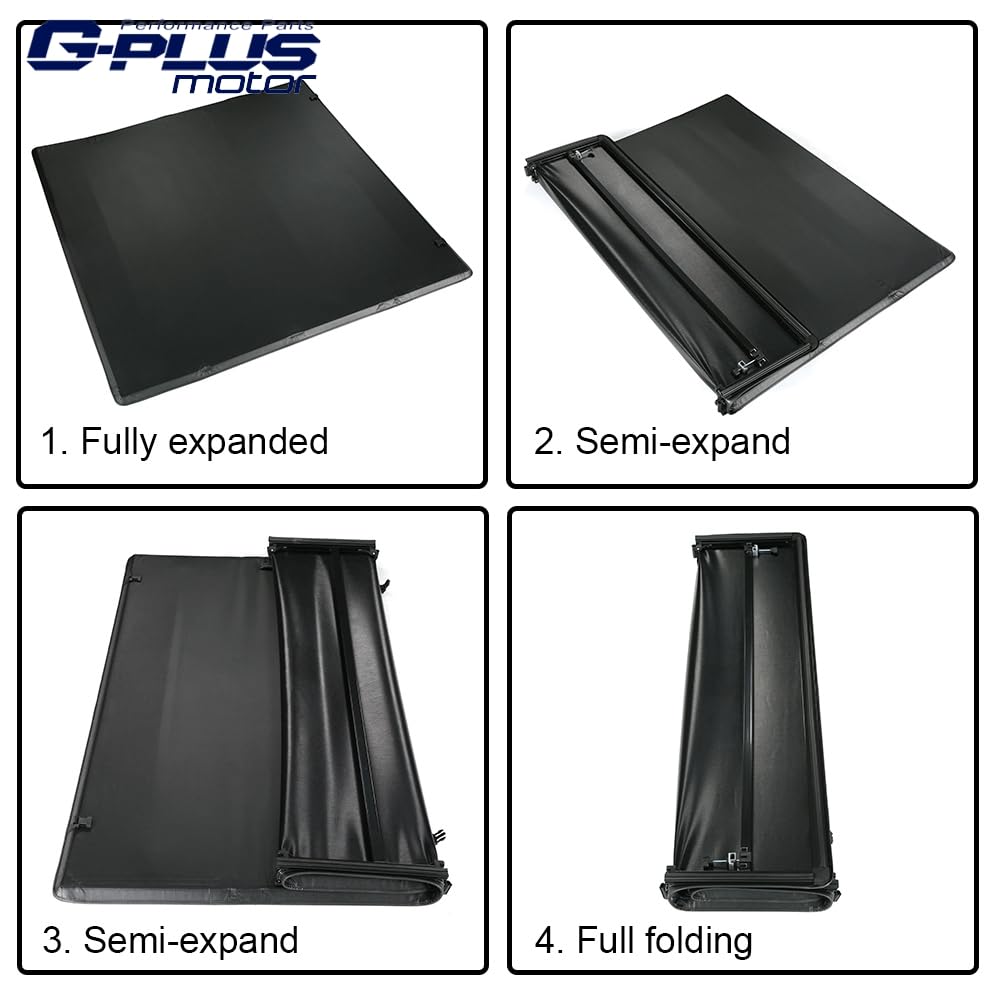G-PLUS Soft Quad Fold Truck Bed Tonneau Cover Compatible with Chevy Silverado/GMC Sierra 2004-2007 (2007 Classic Body) 5'8" Extra Short Bed