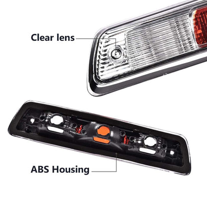 G-PLUS Third Brake Light Compatible with Ford F150 Truck 2009-2014 High Mount Stop Lights Rear Center Roof Third Cargo Light Parking Light Clear/Red Lens Chrome Housing 3rd Brake Light AL3Z13A613E