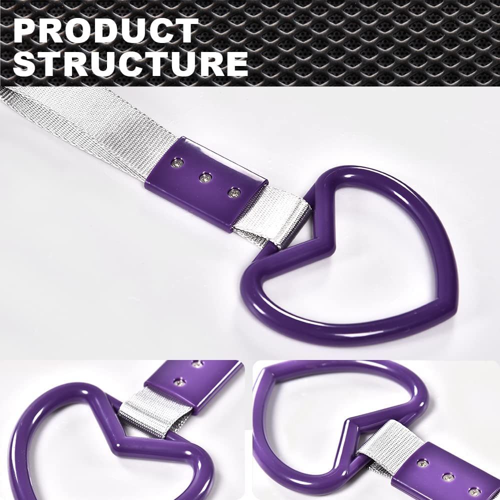G-PLUS JDM Tsurikawa Ring Heart Subway Train Bus Car Handle Hand Straps Drift Charm,Rear Bumper Warning Ring (Purple)