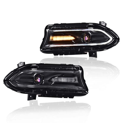G-PLUS Headlights Assembly Front Headlamp Compatible with Dodge Charger 2015-2021 68214396AD, 68214397AD Clear Lens Black Housing Amber Reflector,Left & Right Bumper Headlamps,faros delanteros