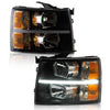 G-PLUS LED Headlights Assembly Fit Chevy Silverado 1500 2007-2013/Fit Silverado 2500 HD 3500 HD 2007-2014,Left & Right Corner Headlamps,Smoky Lens Chrome Housing Amber Reflector,faros delanteros