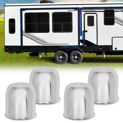 G-PLUS 4pcs Chrome Wheel Center Cap Fit for 3 1/4", 3.25" Trailer Rims Center Bore Light Scratch [Center Bore Dimensions: 3.25", 3 1/4" & Overall Cap Tall: 3.40" & Center Decal: 1.75"]